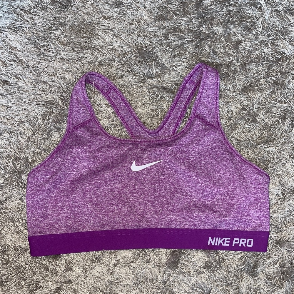 Nike Pro Dri-Fit Bundle of 2 Purple Sports Bra Size Large - Picture 2 of 9
